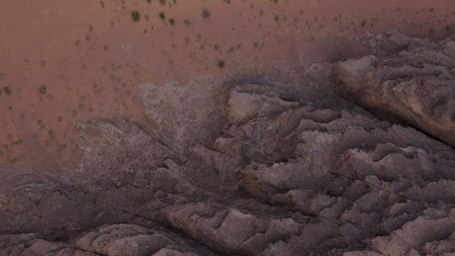 A view of rock formations and the desert landscape from a hot air balloon in Wadi Rum, Jordan, October 3, 2026. REUTERS/Alaa Al-Sukhni