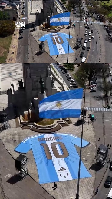 Penghormatan Terakhir, Jersei Raksasa Messi Membentang di kota Argenti