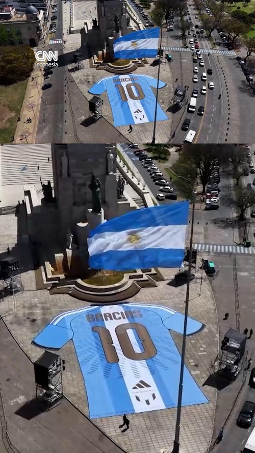 Penghormatan Terakhir, Jersei Raksasa Messi Membentang di kota Argenti