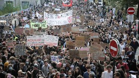 French high school and university students attend a demonstration as part of a nationwide day of protests and blockades, voicing anger over overcrowded classrooms, teacher shortages, and dilapidated school buildings, which they blame on years of unde