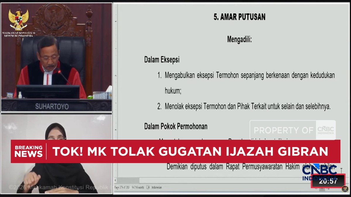 Media Asing Sorot Putusan MK Terkait Ijazah Wapres Gibran