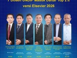 7 Dosen Undip Masuk Daftar 2% Ilmuwan Terbaik Dunia 2026, Ini Keahliannya
