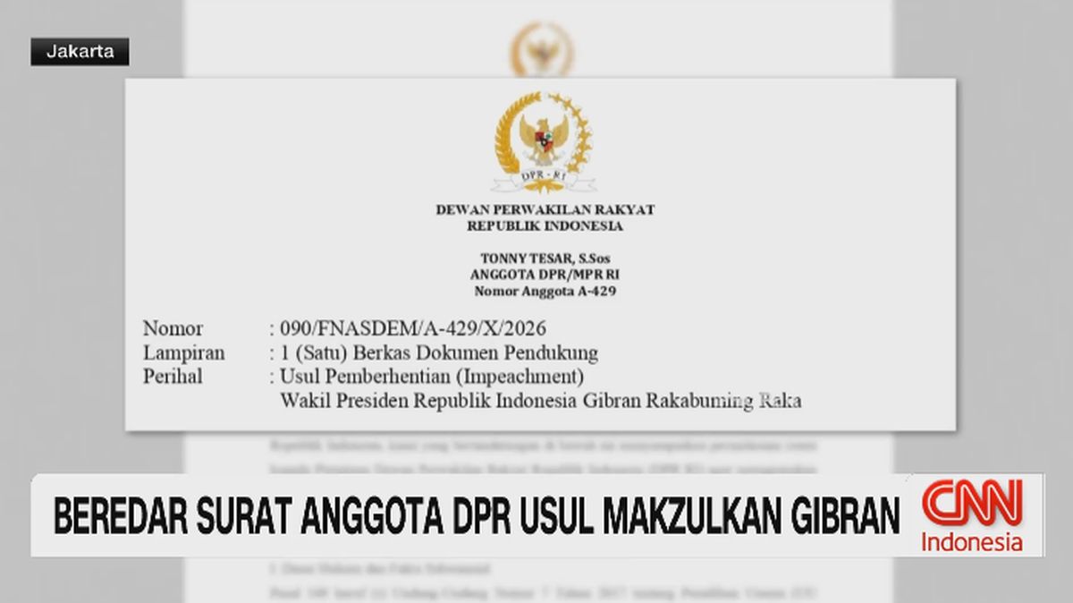 VIDEO: Beredar Surat Anggota DPR Usul Makzulkan Gibran