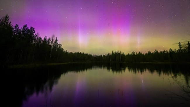 Aurora Borealis, also known as the Northern Lights, illuminates the sky over Rovaniemi, Finland October 10, 2026. Alexander Kuznetsov/Handout via REUTERS
