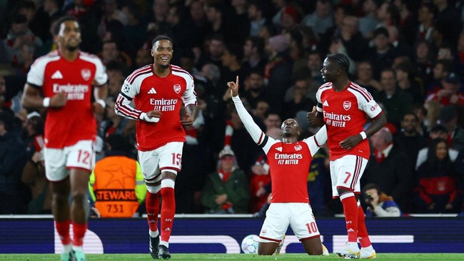 Soccer Football - UEFA Champions League - Arsenal v Lille - Emirates Stadium, London, Britain - October 13, 2026 Arsenal's Eberechi Eze celebrates scoring their second goal REUTERS/Hannah Mckay     TPX IMAGES OF THE DAY