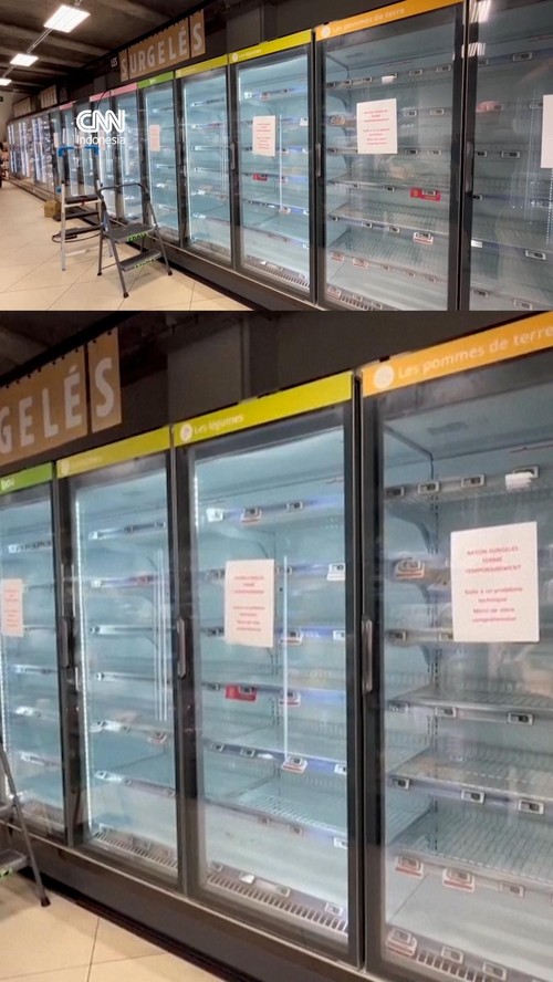 Penampakan Lemari Es Supermarket Prancis Kosong usai Diretas Hacker