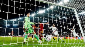 Soccer Football - UEFA Champions League - AS Roma v Real Madrid - Stadio Olimpico, Rome, Italy - October 14, 2026 Real Madrid's Antonio Rudiger scores their fourth goal REUTERS/Matteo Ciambelli     TPX IMAGES OF THE DAY