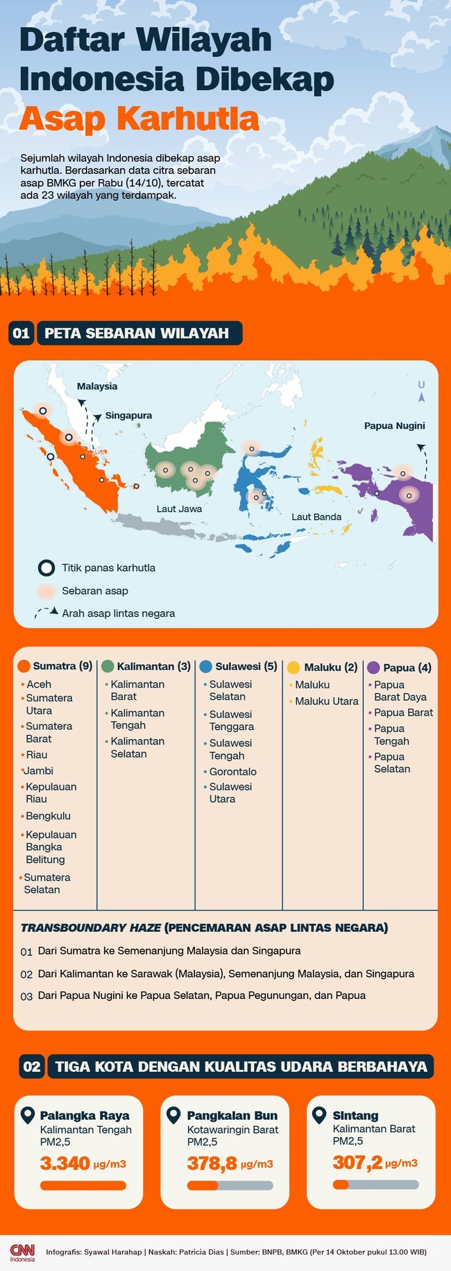 INFOGRAFIS: Daftar Wilayah Indonesia Dibekap Asap Karhutla