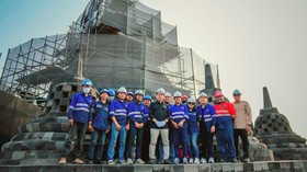 Menteri Kebudayaan RI, Fadli Zon, meninjau langsung proses pemugaran yasti dan konservasi Mahastupa Candi Borobudur untuk memastikan penanganan struktur dan material candi dilakukan secara cermat, berbasis kajian ilmiah, serta sesuai dengan kaidah ko