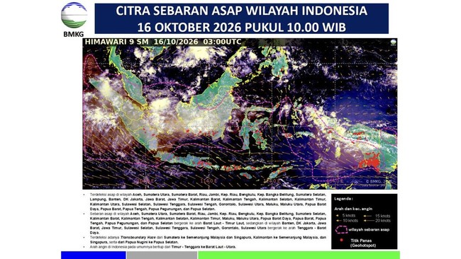 citra sebaran asap wilayah Indonesia yang dirilis BMKG