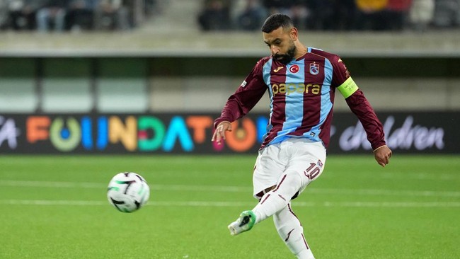 Soccer Football - UEFA Conference League - KuPS v Trabzonspor - Tammelan Stadion, Tampere, Finland - October 15, 2026 Trabzonspor's Mohamed Salah takes a free kick   MIKA KYLMANIEMI/Lehtikuva via REUTERS  ATTENTION EDITORS - THIS IMAGE WAS PROVIDED B