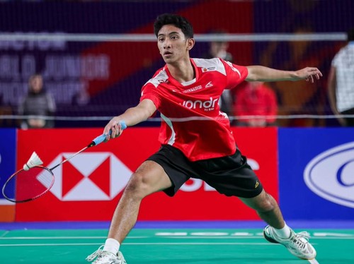 Raditya Bayu Wardhana saat beraksi di Kejuaraan Dunia Junior 2026. (Arsip PBSI)
