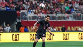 Oct 17, 2026; Atlanta, Georgia, USA;  Inter Miami CF forward Leo Messi (10) jumps to head the ball during the game against the Atlanta United during the first half at Mercedes-Benz Stadium.  Mandatory Credit: Jordan Godfree-Imagn Images