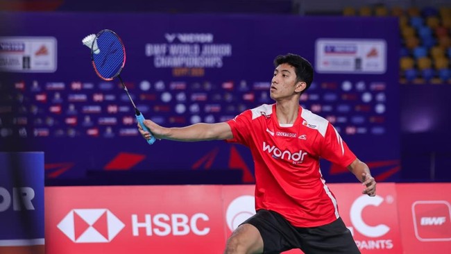 Radithya Bayu Wardhana saat tampil di final Kejuaraan Dunia Junior 2026. (Arsip PBSI)