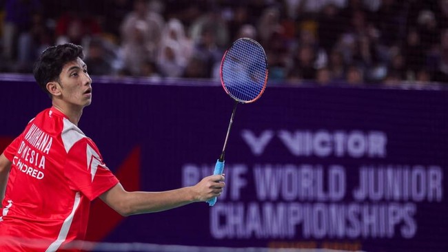 Radithya Bayu Wardhana saat tampil di final Kejuaraan Dunia Junior 2026. (Arsip PBSI)