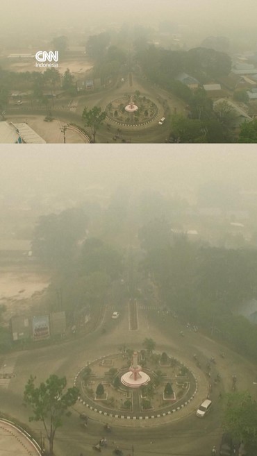 Penampakkan Kabut Asap Karhutla Dari Langit Kalimantan Tengah