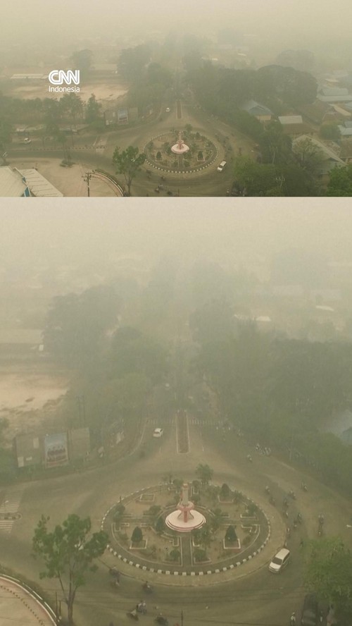 Penampakkan Kabut Asap Karhutla Dari Langit Kalimantan Tengah