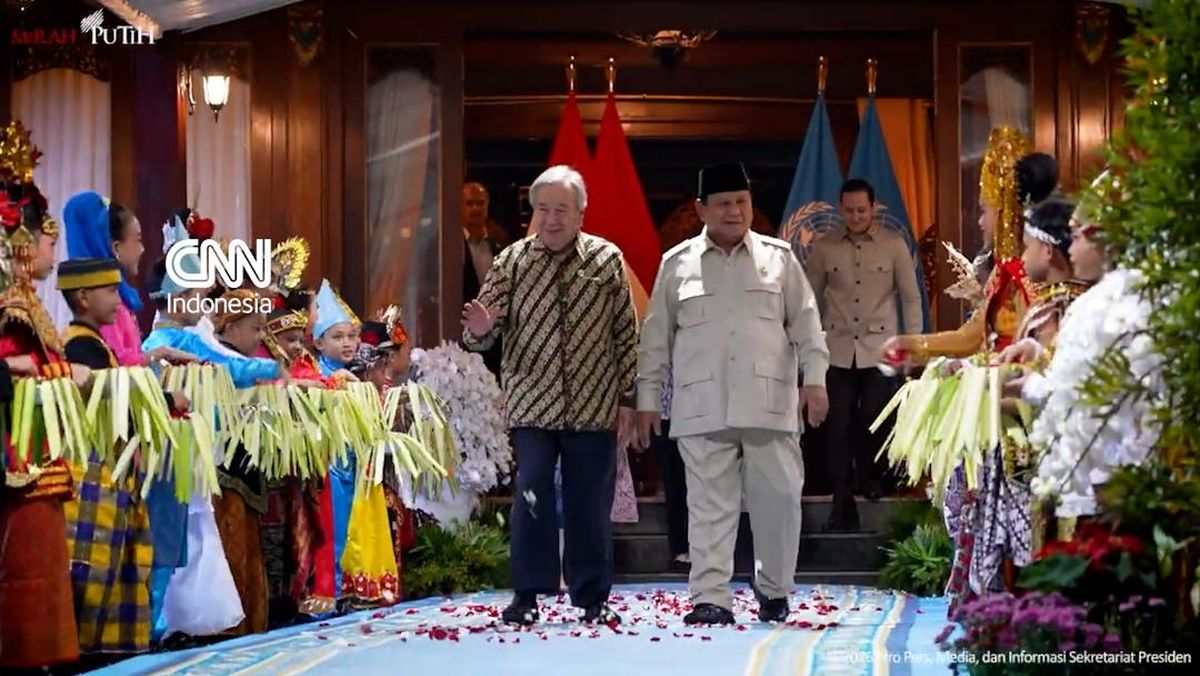 Momen Prabowo Sambut Kunjungan Sekjen PBB Guterres di Hambalang