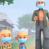Upin Ipin pakai masker soal jerebu hutan.