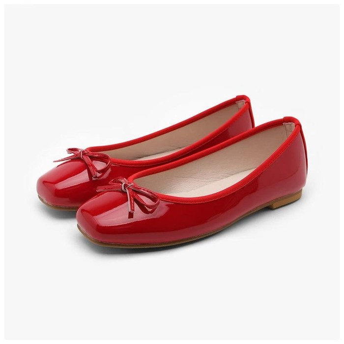 Erino Enamel Ribbon Flats (Red)