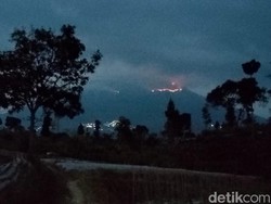 Api Kebakaran Gunung Sumbing Masih Terlihat Membara dari Magelang