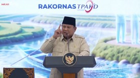 Presiden Prabowo Subianto berpidato di Rakornas TPAKD Tahun 2026, Jakarta, 22 Oktober 2026.