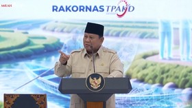 Presiden Prabowo Subianto berpidato di Rakornas TPAKD Tahun 2026, Jakarta, 22 Oktober 2026.