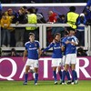 Soccer Football - UEFA Champions League - Como v Manchester United - Stadio Giuseppe Sinigaglia, Como, Italy - October 21, 2026  Como's Nico Paz celebrates scoring their third goal with Jacobo Ramon, Luis Milla and Alex Valle REUTERS/Alessandro Garof