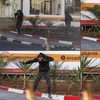 EDITORS NOTE: Graphic content / (COMBO) This combination of pictures created on October 23, 2026 shows armed Palestinian men during a fire exchange with Israeli forces at the northern checkpoint of Hebron in the Israeli-occupied West Bank on October