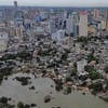 A drone view shows flooding along the Parana River after heavy rains, in Ciudad del Este, Paraguay, October 21, 2026. REUTERS/Cesar Olmedo