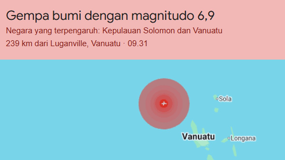 Gempa Besar Dangkal M7 Guncang Vanuatu-Disusul M6,3, Ini Kata BMKG