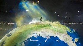US rapper and producer Kanye West performs on stage during a concert at the Ataturk Olympic Stadium in Istanbul as part of his tour "YE Live in Istanbul" on May 30, 2026. US rapper Kanye West, whose concerts have been banned in several European venue