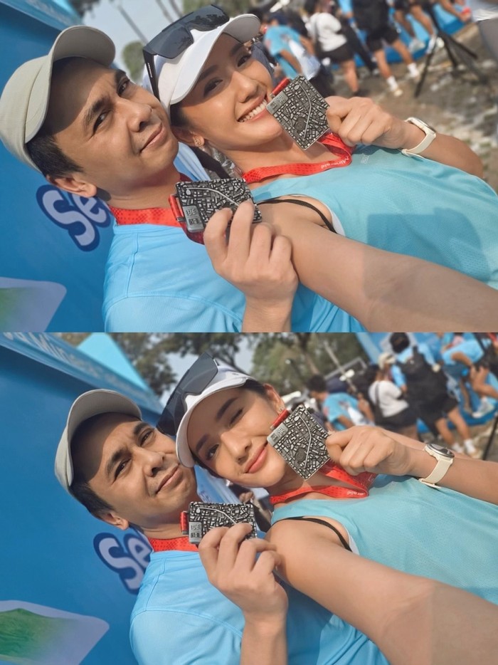 Raditya Dika mencuri perhatian di JRF 2026. Ia berhasil finish&nbsp;virgin race 10K. Anissa Aziza, istri dari Raditya Dika juga berhasil menyelesaikan race 10K dalam waktu 1 jam 18 menit/Foto: instagram.com/anissaaziza