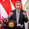 Menteri Luar Negeri Singapura Vivian Balakrishnan  memberikan pernyataan usai pertemuan bilateral dengan Menteri Luar Negeri Arrmanatha Nasir di Gedung Pancasila, Kantor Kementerian Luar Negeri, Jakarta, Selasa (27/10/2026). Pertemuan bilateral terse