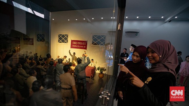 Suasana Museum Sumpah Pemuda, Jakarta Pusat, Rabu (28/10/2026). Kegiatan tersebut digelar untuk mengenang salah satu tonggak penting dalam sejarah perjuangan bangsa Indonesia. (CNN Indonesia/Adi ibrahim)