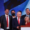 Israeli Prime Minister and Likud party leader Benjamin Netanyahu speaks as he reacts to exit polls, at his party headquarters during Israel's national election, in Jerusalem, October 28, 2026. REUTERS/Ronen Zvulun