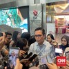 Direktur Utama BEI Jeffrey Hendrik usai konferensi pers RUPSLB di Gedung BEI, Jakarta Selatan, Rabu (28/10).