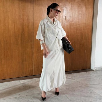 Get The Look: Tampil Clean & Chic dengan All-White Denim ala Bella Clarissa