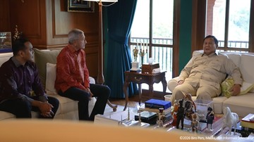 Prabowo Terima Menlu Singapura Vivian Balakrishnan di Hambalang