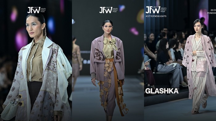 Glashka menghadirkan sulaman bunga yang jadi inti dari koleksi kali ini, setiap busana dirancang agar luwes dikenakan dalam berbagai kesempatan./Foto: Instagram/jfwofficial