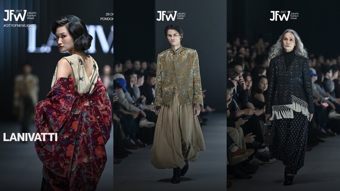Koleksi Lanivatti kali ini terinspirasi dari keindahan sebuah perjalanan, diwujudkan dengant tekstur mewah dan warna yang kaya. /Foto: Instagram/jfwofficial