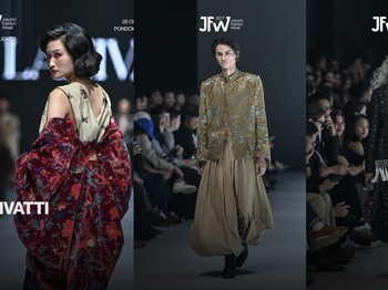 Koleksi Lanivatti kali ini terinspirasi dari keindahan sebuah perjalanan, diwujudkan dengant tekstur mewah dan warna yang kaya. /Foto: Instagram/jfwofficial
