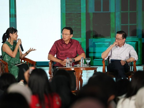 Ekonom senior, Thomas Trikasih Lembong atau Tom Lembong hadir di peringatan 98 Sumpah Pemuda yang digelar DPP PDIP pada Rabu (28/10).