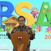 Gubernur DKI Jakarta Pramono Anung pidato di Anugerah Benyamin S Award 2026, Jakarta, Jumat, 30 Oktober 2026.