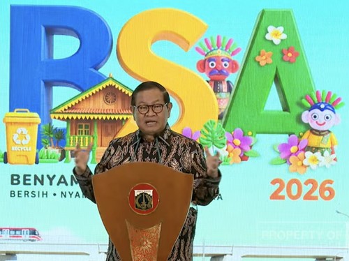 Gubernur DKI Jakarta Pramono Anung pidato di Anugerah Benyamin S Award 2026, Jakarta, Jumat, 30 Oktober 2026.
