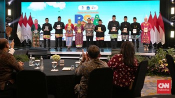 Suasana Acara penganugerahan Benyamin S Award 2026 di salah satu hotel di Jakarta, Jumat (30/10). 10 kelurahan yang menjadi finalis Benyamin S Award 2026 yakni, Kelurahan Kebon Sirih, Kelapa Gading Timur, Srengseng, Sukabumi Utara, Taman Sari, Kebon