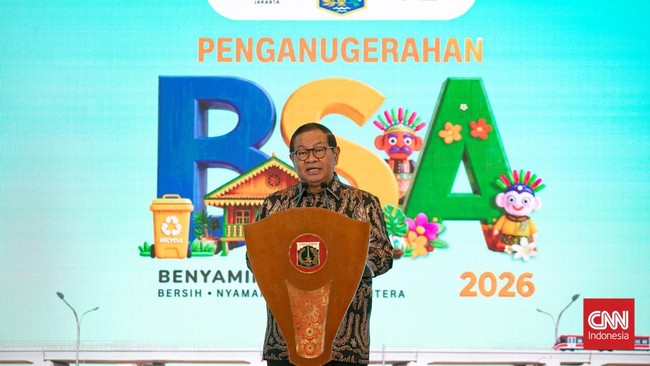 Suasana Acara penganugerahan Benyamin S Award 2026 di salah satu hotel di Jakarta, Jumat (30/10). 10 kelurahan yang menjadi finalis Benyamin S Award 2026 yakni, Kelurahan Kebon Sirih, Kelapa Gading Timur, Srengseng, Sukabumi Utara, Taman Sari, Kebon