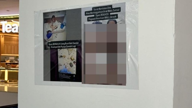 Poster wanita bugil ditempel di tembok mal Gresik