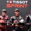 MotoGP - Malaysian Grand Prix - Sepang International Circuit, Sepang, Malaysia - October 31, 2026Red Bull KTM Factory Racing's Pedro Acosta celebrates after winning the sprint race along with second placed Ducati Lenovo Team's Marc Marquez and third